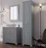 BADEDU RILA Hochschrank 43 cm breit, Grau matt, 1 Tür, Wäschekorb unten mit Auszug Bild 2