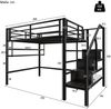 Hochbett mit Lattenrost, 140x200 cm, Metallbett mit Rausfallschutz, Regal, Treppe, Jugendbett, Kinderbett Bild 5
