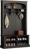 Flursitzbank 3-in-1 Schwarz mit Garderobe, Schuhbank, Ablageflächen, verstellbare Einlegeböden, Bogenpaneele, Flur- und Eingangsbereichsmöbel, kippsicher Bild 3