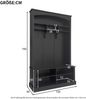 Flursitzbank 3-in-1 Schwarz mit Garderobe, Schuhbank, Ablageflächen, verstellbare Einlegeböden, Bogenpaneele, Flur- und Eingangsbereichsmöbel, kippsicher Bild 5