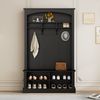 Flursitzbank 3-in-1 Schwarz mit Garderobe, Schuhbank, Ablageflächen, verstellbare Einlegeböden, Bogenpaneele, Flur- und Eingangsbereichsmöbel, kippsicher Bild 2