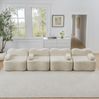 Modulares Sofa 4-Sitzer 70cm×384cm×98cm in Wellenform – rahmenloses Wohnzimmersofa aus Samt in Beige Bild 4