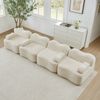 Modulares Sofa 4-Sitzer 70cm×384cm×98cm in Wellenform – rahmenloses Wohnzimmersofa aus Samt in Beige Bild 2