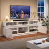 TV-Schrank 160 x 35 x 60 cm in Weiß, mit Hochglanzfronten, LED-Beleuchtung und Ablage aus gehärtetem Glas Bild 3