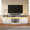 TV-Schrank 160 x 35 x 60 cm in Weiß, mit Hochglanzfronten, LED-Beleuchtung und Ablage aus gehärtetem Glas Bild 2