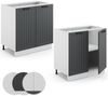 Spülenunterschrank Fame-Line Anthrazit Landhaus 80 cm mit Regal, ohne Arbeitsplatte Vicco Bild 5