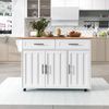 Merax 129x46(71)x91,5 cm Speisewagen Esstischwagen Sideboard, faltbare Arbeitsplatte, mit Aufbewahrungstür, Räder, austauschbaren Massivholzfüßen, Weiß + Natur Bild 2