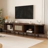Merax 180 cm Ovaler TV-Ständer in Nussbaum dunkel, Rattan-Design - MDF-Design, verstellbare Füße, 30 kg Belastbarkeit Bild 5