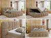 Boxspringbett mit dekorativem Kopfteil, Doppelbett mit zwei 7 Härtezonen Multipocket-Matratzen, Bettkästen, Polsterbett - NIRA - 180 x 200 cm - Beige Stoff - H3 Bild 2