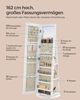 Songmics Schmuckschrank mit rahmenlosem Ganzkörperspiegel, 360° drehbar, abschließbar, Oberfläche weiß | Innenfutter grau, 162 x 54,5 x 54,5 cm Bild 4