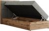 Boxspringbett ALBERO 1 90x200 mit Stauraum, 7-Zonen Multipocket Matratze H3, Bettkasten mit Federautomat, Öffnungsseite wählbar, Hotelbett - Hellgrau Strukture - Topper Visco - Links Bild 4