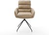 Esszimmerstuhl Abelia-Flex mit Armlehnen Mikrofaser Beige Vintage Kreuzgestell konisch Schwarz Bild 2