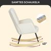 HOMCOM Schaukelstuhl, Schaukelsessel mit Samtoptik, Armlehne, Sessel mit Holzkufen, Relaxsessel für Wohnzimmer, Schlafzimmer, Beige Bild 3