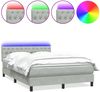 vidaXL Boxspringbett mit Matratze & LED Hellgrau 160x210 cm Samt 3317175 Bild 2