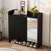 MODFU Schuhschrank 110 x 110 x 35,5 cm Schwarzer Schuhschrank mit Spiegel für Flur (Packung, 1-St, Großzügiges Fassungsvermögen auf mehreren Ebenen) Vertikales Streifendesign, moderner Look Bild 3