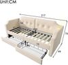 Polsterbett 90×200 cm mit USB/Type-C, Leselicht & 2 Schubladen, Samt Beige Bild 5
