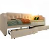 Polsterbett 90×200 cm mit USB/Type-C, Leselicht & 2 Schubladen, Samt Beige Bild 2