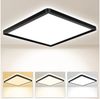 POPOLIC LED Deckenleuchte Deckenlampe 3200LM Modern LED Decklit, 3Farben - 3000K/4000K/6000K, Quadrat Flach Modern Schlafzimmer Lampe, IP54 Wasserfest, Ø30cm Bild 5