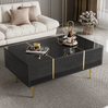 Couchtisch Hochglanz Schwarz mit 2 Schubladen & Goldakzenten - 100x60x41,5 cm Bild 5