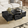 Couchtisch Hochglanz Schwarz mit 2 Schubladen & Goldakzenten - 100x60x41,5 cm Bild 4
