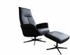KAWOLA Relaxsessel JOSIANE Drehsessel Leder schwarz mit Hocker 107 x 87 x 78 cm Bild 3