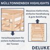 4er Mülltonnenbox Kiefernholz BOUMI 318x91,5x128,5cm Schwarz Mülltonnenverkleidung für 4 Tonnen Müllbox aus Holz Mülltonnenschutz Mülltonnendach Bild 3