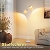Nettlife Stehlampe Vintage aus Holz 2x E14 Fassungen Stoffschirm Fußschalter für Flur, LED wechselbar, für Schlafzimmer (ohne Leuchtmittel) Bild 4