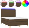 vidaXL Boxspringbett mit Matratze & LED Dunkelbraun 140x190 cm Stoff, Härtegrad: H2 [3135272] Bild 2