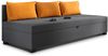 Schlafsofa Misti III - Einzelbett mit Kissen, Sofa mit Bettkasten, Bettsofa, Farbauswahl, Bettgestell, Komfortbett, Bett für Jugendzimmer, Schlafmöbel (Graphit + Orange (Lux 06 + Lux 09)) Bild 2