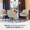 KHG Esszimmerstühle 2er Set, Küchenstuhl mit Armlehnen Bouclé Taupe, Stuhlbeine Metall lackiert, Polsterstuhl, Essstuhl, Stuhl, für Esszimmer Küche Büro Bild 2