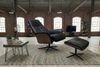 KAWOLA Relaxsessel FERREIRA Drehsessel Lederfaserstoff schwarz mit Hocker 106 x 84 x 78 cm Bild 2