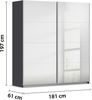 rauch Kleiderschrank, Schwebetürenschrank SUBITO, 2-türig, 2 Spiegeltüren, Grau metallic, 181 x 197 x 61 cm Bild 4