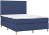 vidaXL Boxspringbett mit Matratze Blau 140x190 cm Stoff 3142495 Bild 3