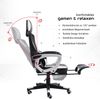 Gaming Stuhl im modernen Racing-Design mit einklappbarer Fußstütze - Gaming Chair mit flexiblen Armlehnen - ergonomischer Gaming Schreibtischstuhl mit extra Stützkissen Schwarz/Weiß Bild 5