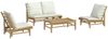 vidaXL 4-tlg. Garten-Lounge-Set mit Cremeweißen Kissen Bambus 3156481 Bild 3