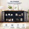 Merax 160cm Küchen-Sideboard mit Glastüren, einem geräumigen Staufach, einer Arbeitsplatte in Holzoptik und einer Kippsicherung, Blau Bild 5