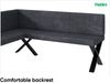 MEBLINI Eckbank für Esszimmer mit ausziehbarem Tisch - Küchenbank - Essecke - Sitzecke Küche - PETER - X-Beine 128x168x87cm Links - Dunkelgrau Samt/M Weiß Matt Bild 5