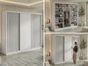 Schwebetürenschrank LUMOS in Weiß inkl. Innenausstattung, mit Lamellen-Optik, Schwarz, Breite 240 cm, moderner Kleiderschrank Bild 2