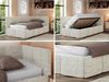 Jugendbett 90x200 ARVO Polsterbett mit Bettkasten, Stauraum & Gasdruckfeder, Modernes Design mit Kopfteil, Foam Matratze - Beige Strukture - MIRO LUX - Rechts Seite Bild 2