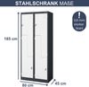 Umkleideschrank Spind JULIA - 4 Abteile mit Lüftungsschlitze | Umkleidespind Metall Schließfachschrank Garderobenspind, 185x80x45cm Anthrazit-Weiß Bild 2