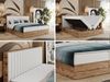 Boxspringbett mit dekorativem Kopfteil und zwei Bettkästen, Eiche Holzrahmen - ALBERO 4 - 200x200 cm - Weiß Kunstleder - H3 Bild 2