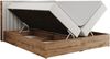 Boxspringbett mit dekorativem Kopfteil und zwei Bettkästen, Eiche Holzrahmen - ALBERO 4 - 200x200 cm - Weiß Kunstleder - H3 Bild 5
