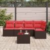 vidaXL Gartensofa-set mit Kissen 6 pcs Braun und Rot Poly-Rattan 3355063 Bild 3