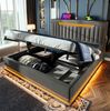 Polsterbett, Leinen mit Stauraum, LED & USB-Anschluss, 140x190 cm, Grau, ohne Matratze Bild 4