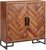 Schuhschrank Sheesham Massivholz 100 x 105 x 10 cm Schuhregal Geschlossen | Design Schuhkommode Flurschrank mit Ablage | Schuhaufbewahrung Flurkommode für Schuhe Hoch Bild 2