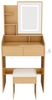 BBWL Schminktisch LED Spiegel kompakt mit Hocker Stromanschluss Fönhalter Stauraum Holz, Schminktisch modern für kleine Räume Schlafzimmer Bild 2