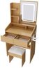 BBWL Schminktisch LED Spiegel kompakt mit Hocker Stromanschluss Fönhalter Stauraum Holz, Schminktisch modern für kleine Räume Schlafzimmer Bild 3