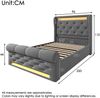 Polsterbett, Einzelbett Polsterbett mit LED-Leuchten Stauraum-Kopfteil mit USB- und Typ-C-Anschlüssen Hydraulisches Stauraumbett, Samt, Grau, 90 x 200 cm Bild 2