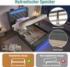Polsterbett, Einzelbett Polsterbett mit LED-Leuchten Stauraum-Kopfteil mit USB- und Typ-C-Anschlüssen Hydraulisches Stauraumbett, Samt, Grau, 90 x 200 cm Bild 3