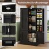 120x60x40cm Küchenschrank mit LED-Sensorlicht, großer 4-türiger Aufbewahrungsschrank mit verstellbaren Regalböden & Türablagen – geeignet für Küche, Esszimmer oder Wohnzimmer,schwarz Bild 5